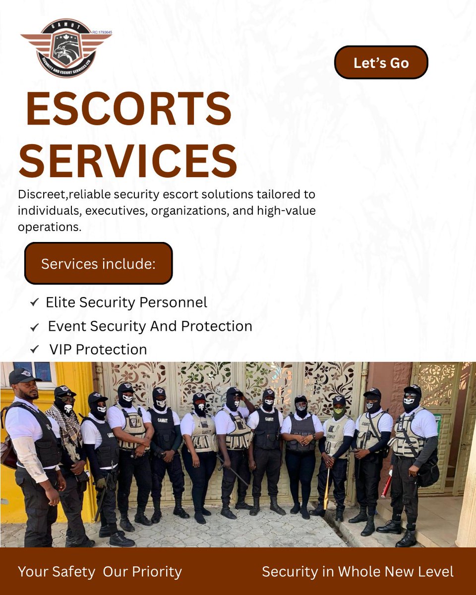 Gamutsecurity's tweet image. Your safety is our priority. 🔒  
From manned guarding to surveillance and escort services, Gamut Security delivers reliable protection for businesses and individuals.

Swipe to explore our services.

#GamutSecurity #SecurityServices #SafetyFirst #PrivateSecurity