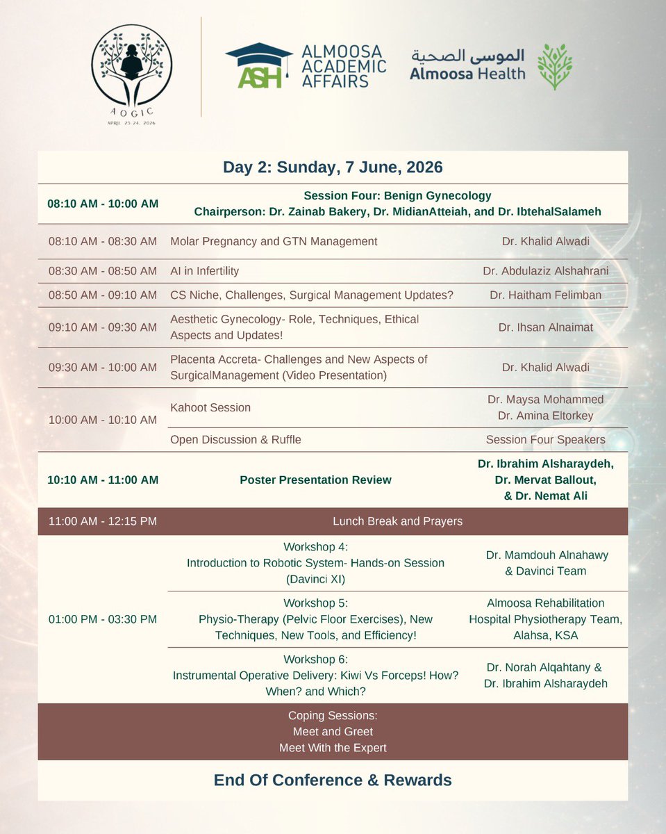 AcademicAlmoosa's tweet photo. 🎓 CME Hours: Accredited 12 CME

💡 Join leading experts, explore cutting-edge innovations, and elevate your clinical practice in women’s health.

Don’t miss it… where knowledge meets impact 🌿 https://t.co/FzCsXo9GJT