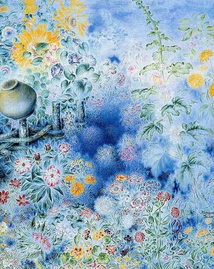Did you miss me?

"Flowers at the fog", Kateryna Bilokur
1940s