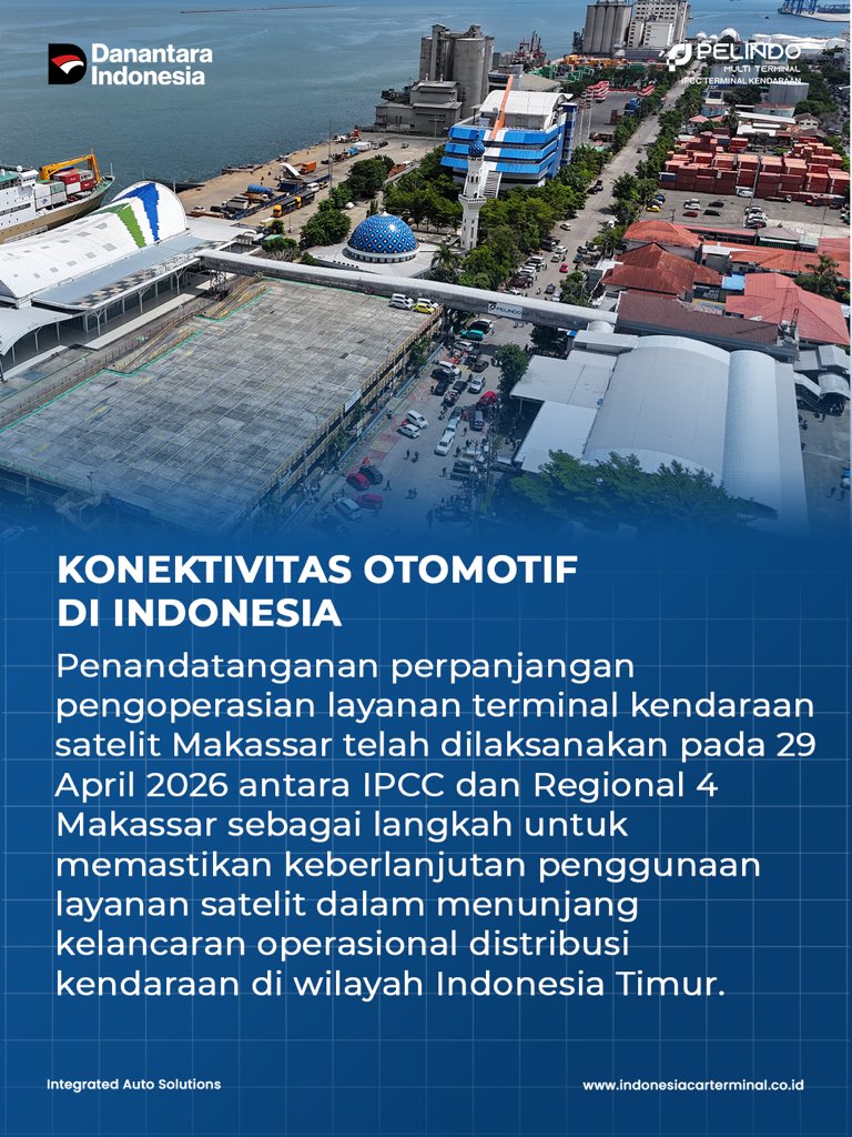 IPCCarTerminal's tweet photo. Penandatanganan perpanjangan kontrak layanan satelit Makassar telah dilaksanakan sebagai bagian dari keberlanjutan kerja sama dalam penggunaan layanan satelit di wilayah Makassar.

#IPCCIntegratedAutoSolutions #IPCCTerminaKendaraan #PelindoGroup #SPMTGroup https://t.co/wTIFXGMiGR