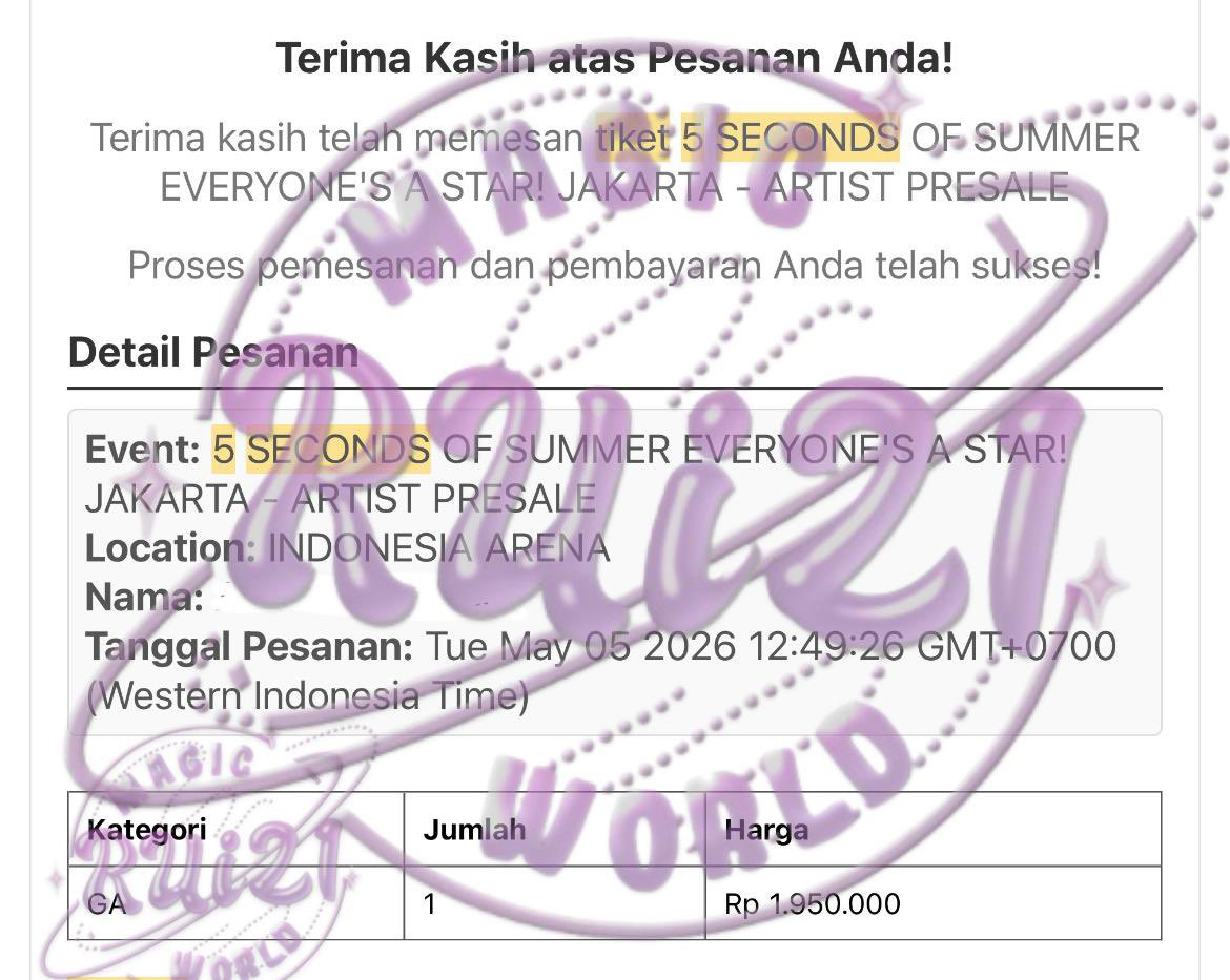 Just_ruii21's tweet photo. WTS 5 SOS GA Standing
Lebihan co😭🙏
DIJAMIN TRUSTED NO SCAM cek aja akun jualanku @magicworld_rui https://t.co/Rwu5aW0bDj