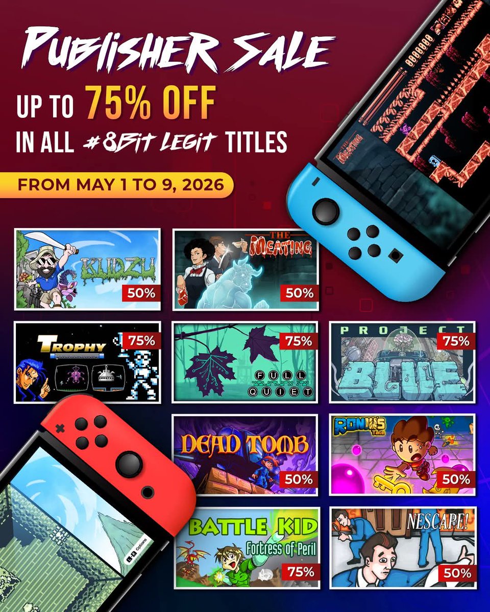 sir_top_and_hat's tweet photo. Megacats studios 8bit games are currently 75% off on Nintendo Switch

Amazing games like Trophy, project Blue or a real challenge in Battle Kid or puzzle with Roniu tale 💪

Visit #eshop &amp; download now 😻

Please support this fantastic developers 🙏👾🕹🎩

@megacatstudios #indie https://t.co/uA26B3qyGQ