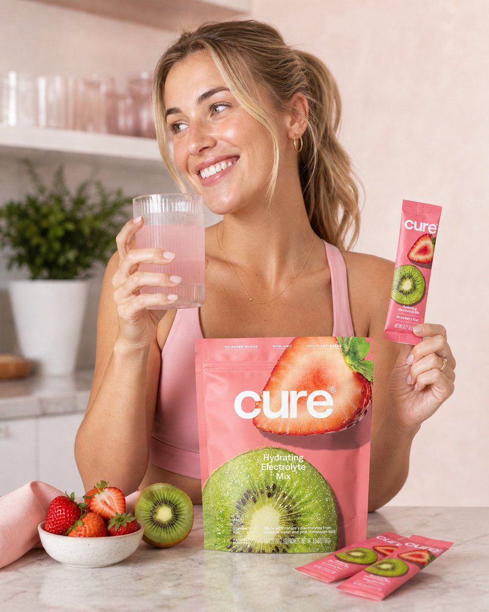 bentu86's tweet image. 👉shorturl.at/pTGQM
✨ Feeling drained after your workout or a long day? I just tried Cure’s Strawberry Kiwi Electrolyte Mix and wow — naturally hydrating, tasty, and no added sugar! 🍓🥝 Perfect for staying refreshed anytime. 💧 #HydrateBetter #StrawberryKiwi #Wellness