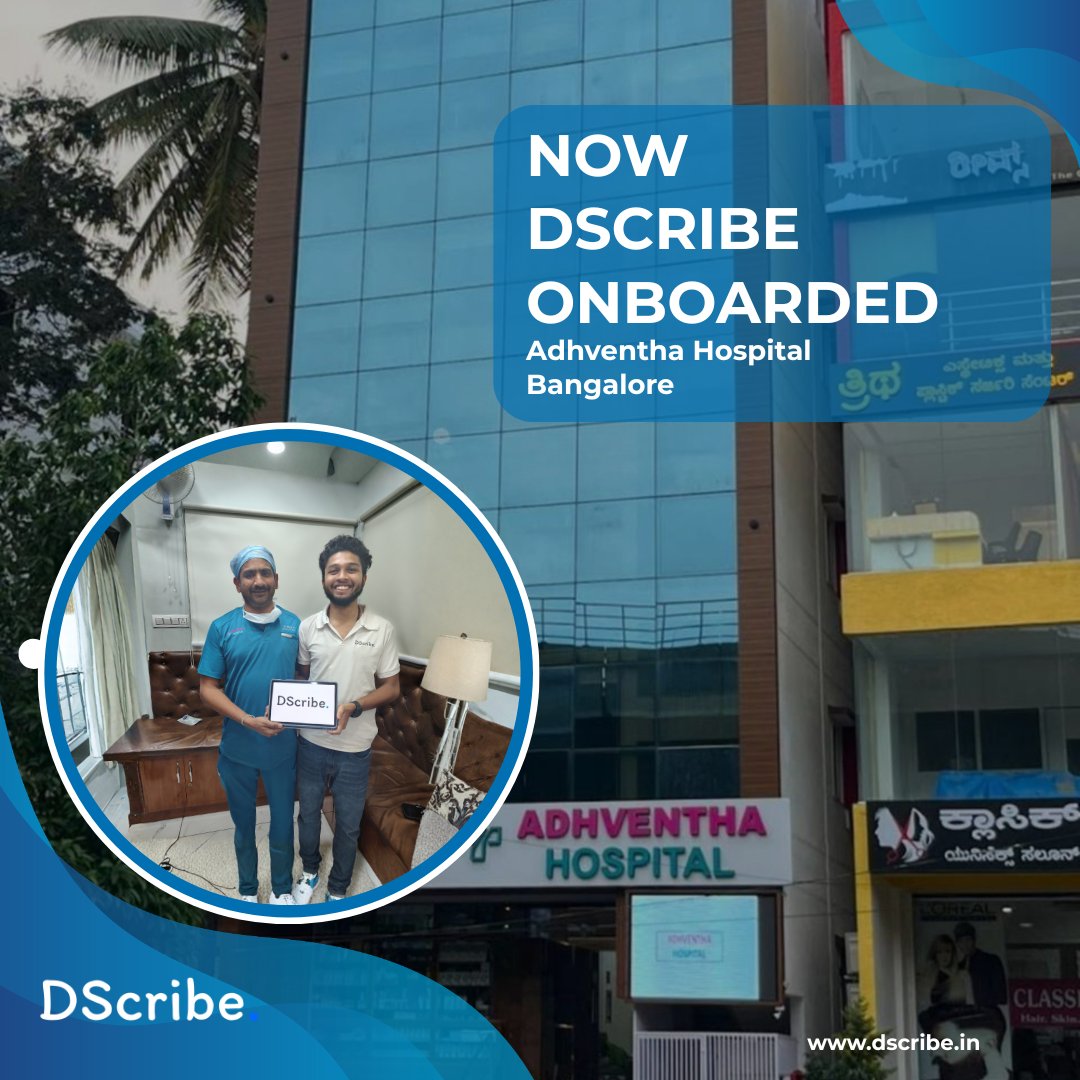 dscribedotin's tweet image. Proud to welcome Adhventha Hospital onboard with DScribe! 

Transforming healthcare documentation with smarter, faster, and more efficient solutions.

Team @dscribe.in

#DScribe #HealthcareInnovation #DigitalHealthcare #HospitalOnboarding #MedicalTechnology