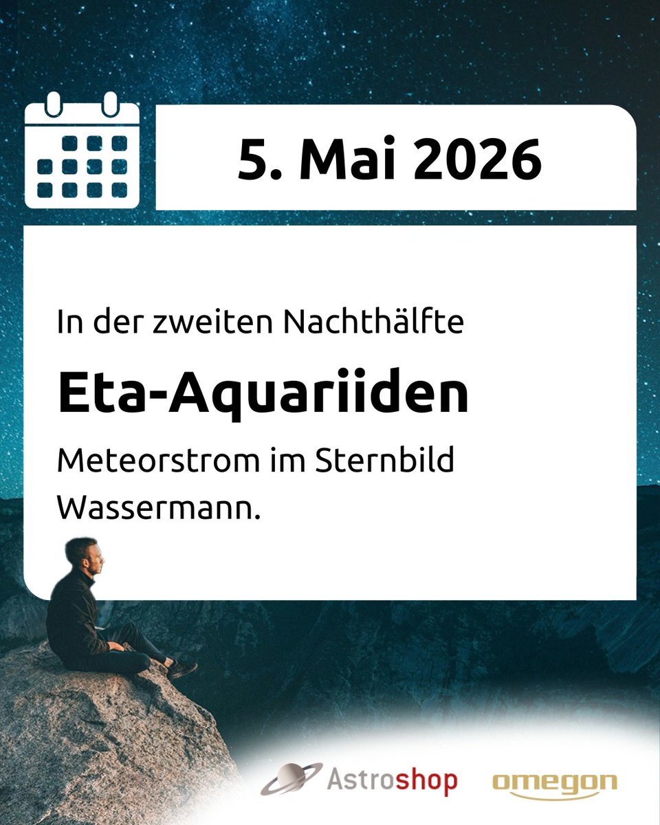 Astroshop_de's tweet photo. 🌠 In der zweiten Nachthälfte zieht der Meteorstrom lange, helle Spuren über den Himmel. Die durchschnittlichen Fallraten liegen zwischen 20 und 60 pro Stunde. 

👉 Alle Astrohighlights: https://t.co/GYKxyCI8c3 

#Astroshop #Omegon #Astronomie #EtaAquariiden #Sternschnuppen https://t.co/utXMaDlMoW