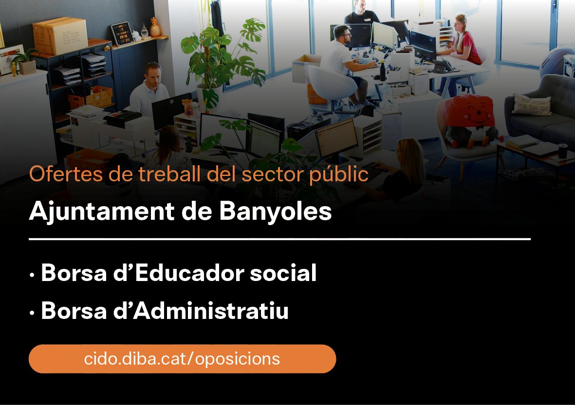 cidodiba's tweet photo. Banyolins i gironins! Ara teniu 2 #borsesdetreball amb convocatòria oberta de l'@AjBanyoles:

👉Borsa d'Educador social
👉Borsa d'Administratiu

Trobareu la info aquí: https://t.co/0EcSOyuFIV

#CIDOoposicions #Banyoles #PladelEstany #Girona https://t.co/Gh5VTYVBs4