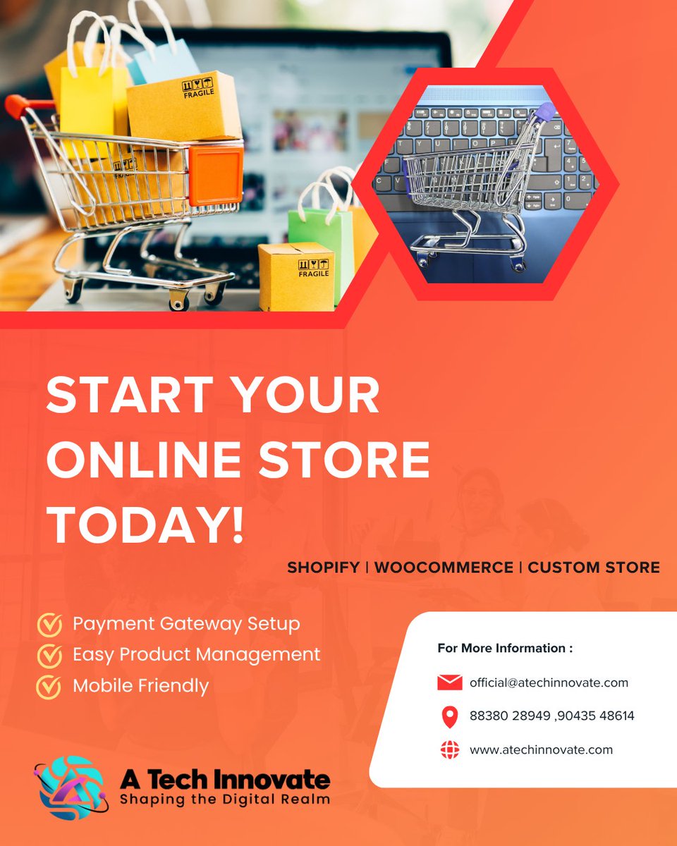 atechinnovate's tweet image. 🛒 Start Your Online Store Today!

✔ Shopify
✔ WooCommerce
✔ Custom Store
💳 Payment Gateway
📱 Mobile Friendly
📞 88380 28949

#Ecommerce #Shopify #WooCommerce #ATechInnovate