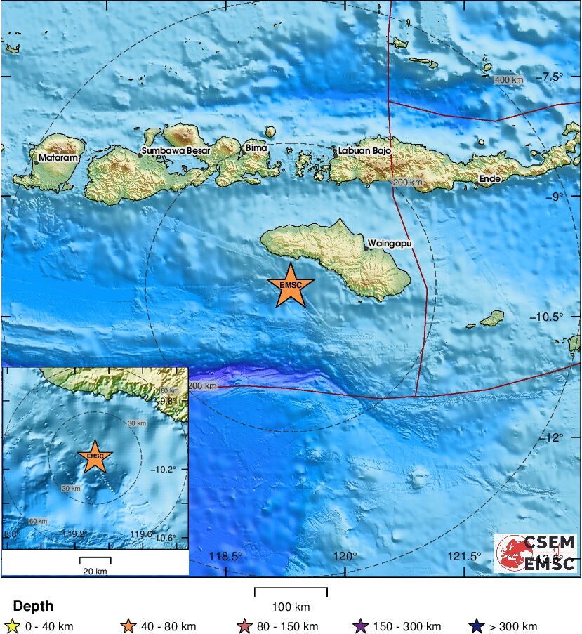 LastQuake's tweet image. 🔔#Earthquake (#gempa) M5.7 occurred 116 km SW of #Waingapu (#Indonesia) 17 min ago (local time 14:44:54). More info at:
📱m.emsc.eu/#app
🌐m.emsc.eu/?id=1989649
🖥emsc-csem.org/Earthquake_inf…