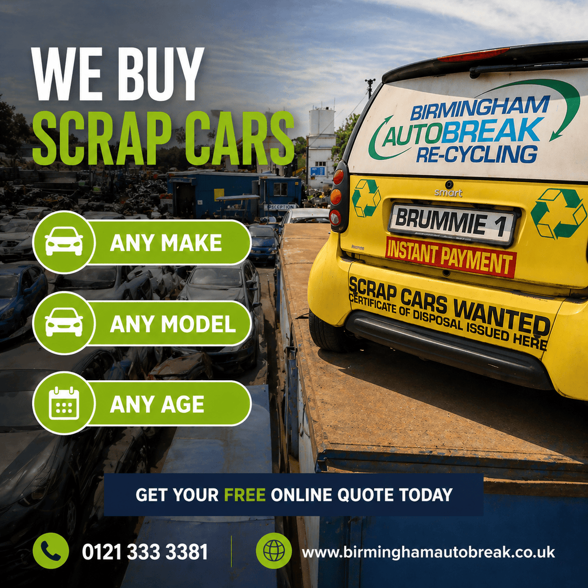 BhamAuto's tweet photo. 🚗 Top Prices Paid for Scrap Cars  

- Quick, simple and hassle-free.  
- Top prices 
- Instant quote  

Call today to get started.  

 0121 333 3366 
https://t.co/VhGeuq0nuA 

#ScrapCar #Birmingham https://t.co/37j17XNtAw