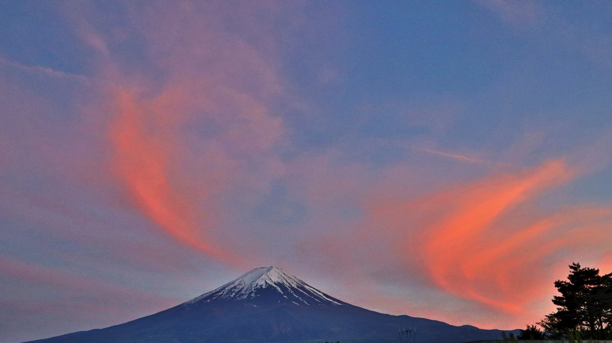 美しい夕焼けの風景画　藤原　　　横95縦64 富士山上空の劇的な夕焼け空【A3プリント】 | Blue Current