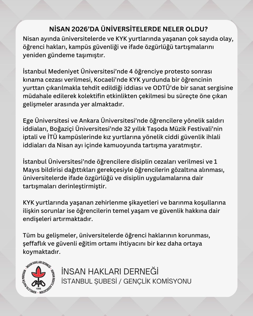 İHD İstanbul Şubesi Gençlik Komisyonu tweet media