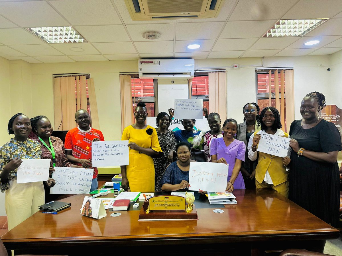 cescsn's tweet photo. CESCSN Joins National Advocacy Push for Enactment of Anti-GBV Bill
Juba, May 4, 2026 — CESCSN joined national advocacy under “Justice for Her,” urging swift passage of the Anti-GBV Bill. Josephine Chandiru stressed urgency. CESCSN thanked GVO for the invitation and platform. https://t.co/EA40MJtu1m