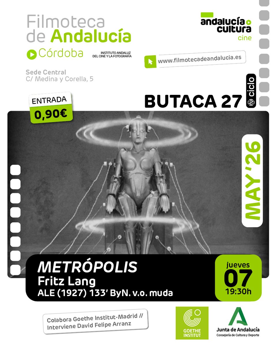 filmoandalucia's tweet image. Continúa el ciclo Básicos del cine alemán con @GIMadrid. La represión política de 'La vida de los otros' en #granada el 6 de mayo. El 7 de mayo en #cordoba la profética e inquietante 'Metrópolis'.
@CulturaCuenta 
@CulturaAND 
@BibAndalucia