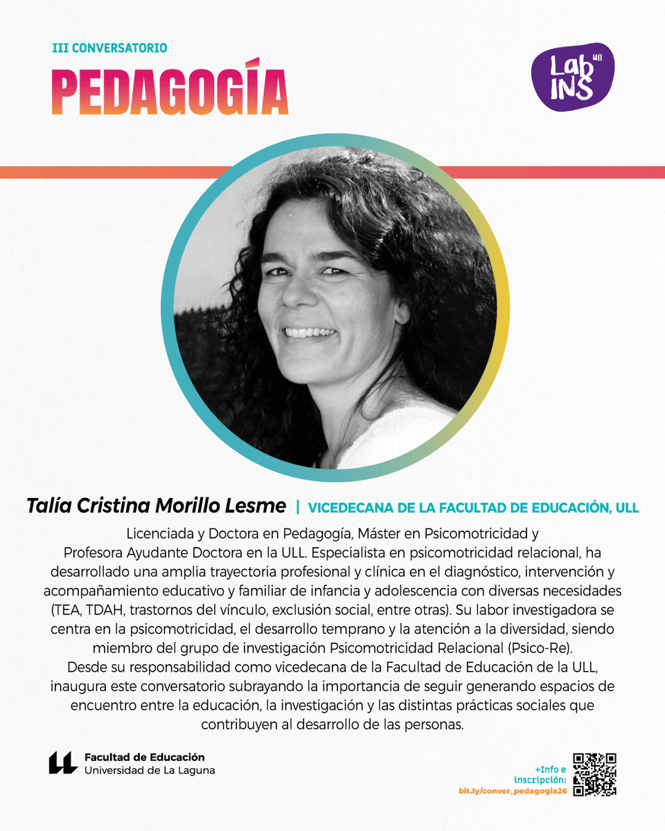 LabINS_ULL's tweet photo. 📝👟Además, se suman:
🔹@MDiosR, dir.ª #LabINS_ULL, como moderadora
🔹Inaugura Talía C. Morillo Lesme, vicedecana de @FacultadEducUll 
🔹Presentan Marta Apausa y Sara López, alumnas en prácticas en #LabINS_ULL.

Nos vemos el 13/05➡️🔗https://t.co/HVuU2V0cUr

@ull @fg_ull https://t.co/dnsHxKPHNZ