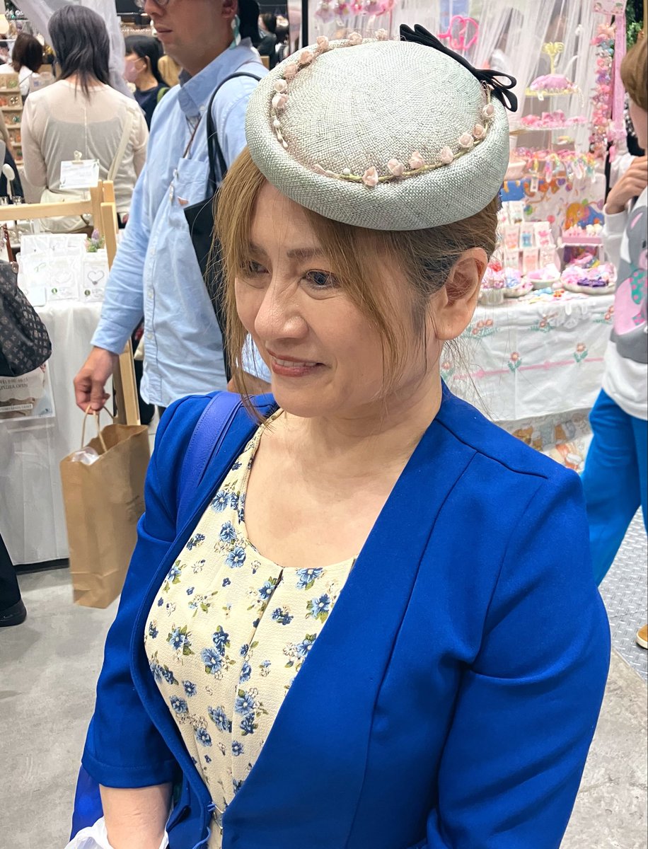 私とお揃いの紫陽花トーク帽子💠 モガボンネをかぶって来て下さって