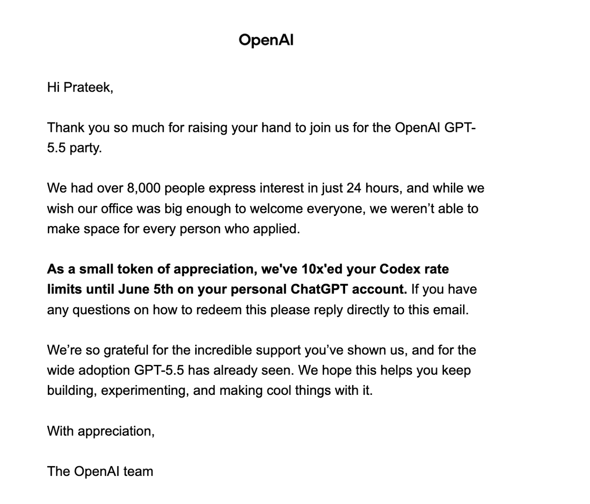 hackertronix's tweet photo. There's a spectrum in AI. On one end, you've got Anthropic with their god-awful policies, completely eroding all trust and constantly rug-pulling the community, and then there's @OpenAI 

I've been a Codex sellout since July 2025, and it's still extremely underrated. 

Thanks for the rate limit bump @sama (Even though I'm yet to hit my actual rate limits on the $100 plan 😅)