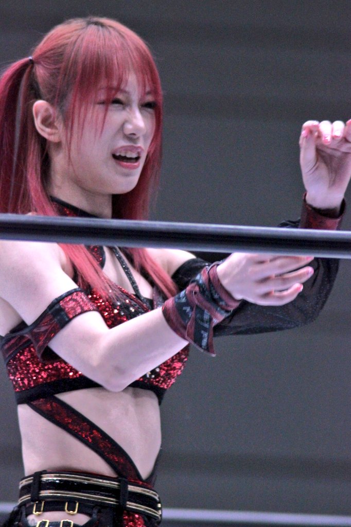 hama31609144's tweet image. #スターダム
📸2024.12
おそらくキモオタとやり取り中？
 #鹿島沙希
 #happybirthday