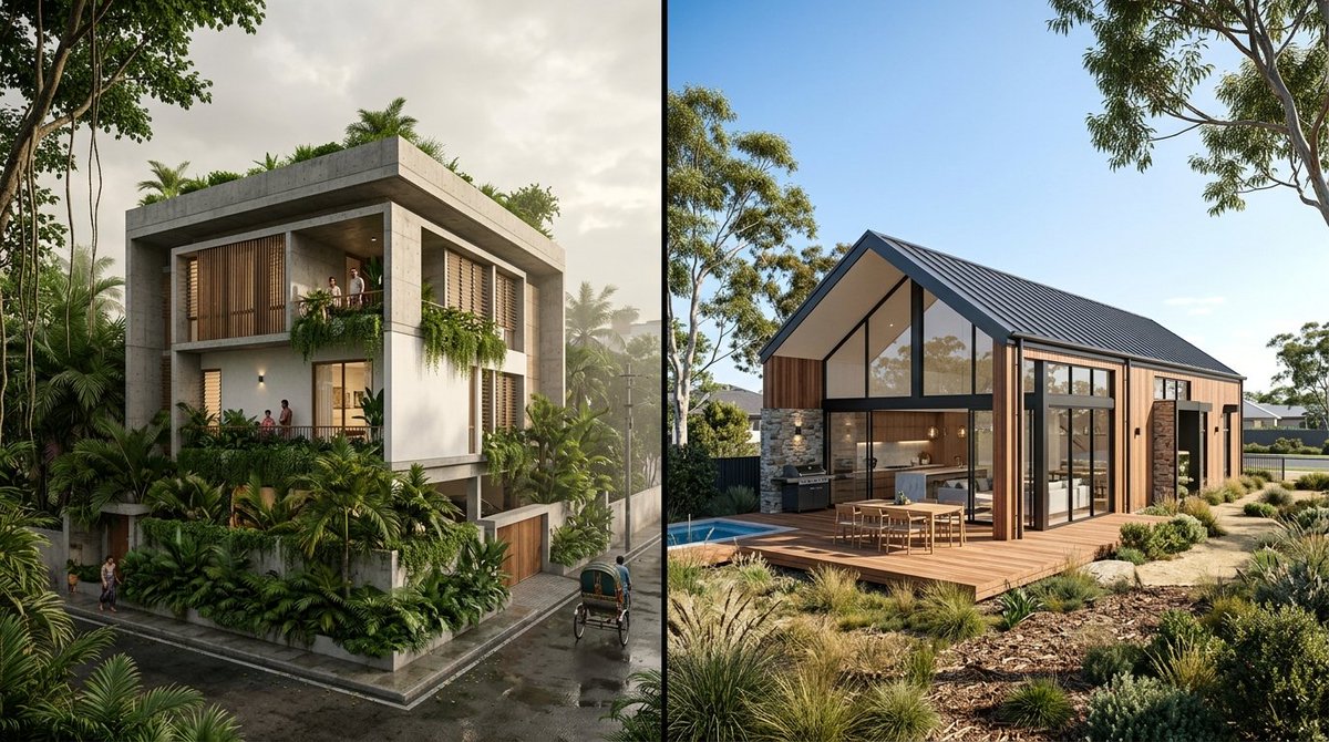 design_studio11's tweet photo. Designing Homes in Bangladesh vs Australia: What Really Changes?
It’s not just style—it’s context.
Bangladesh → ventilation, humidity, flood response
Australia → insulation, energy efficiency, compliance
#Architecture #DesignThinking #RealEstate https://t.co/xL0qVS8EiT