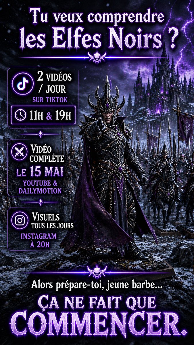 RLugh88915's tweet image. Salutation, jeune barbe… ⚔️
Entre Ulthuan et Naggaroth, ce n’est pas une guerre… c’est une domination.

🔥 2 vidéos/jour (11h &amp;amp; 19h)
📸 Insta 20h
⚔️ Vidéo complète le 15 mai

Oseras-tu plonger dans les Elfes Noirs ?
👉 linktr.ee/LughRacontebar…

#Warhammer #ElfesNoirs
