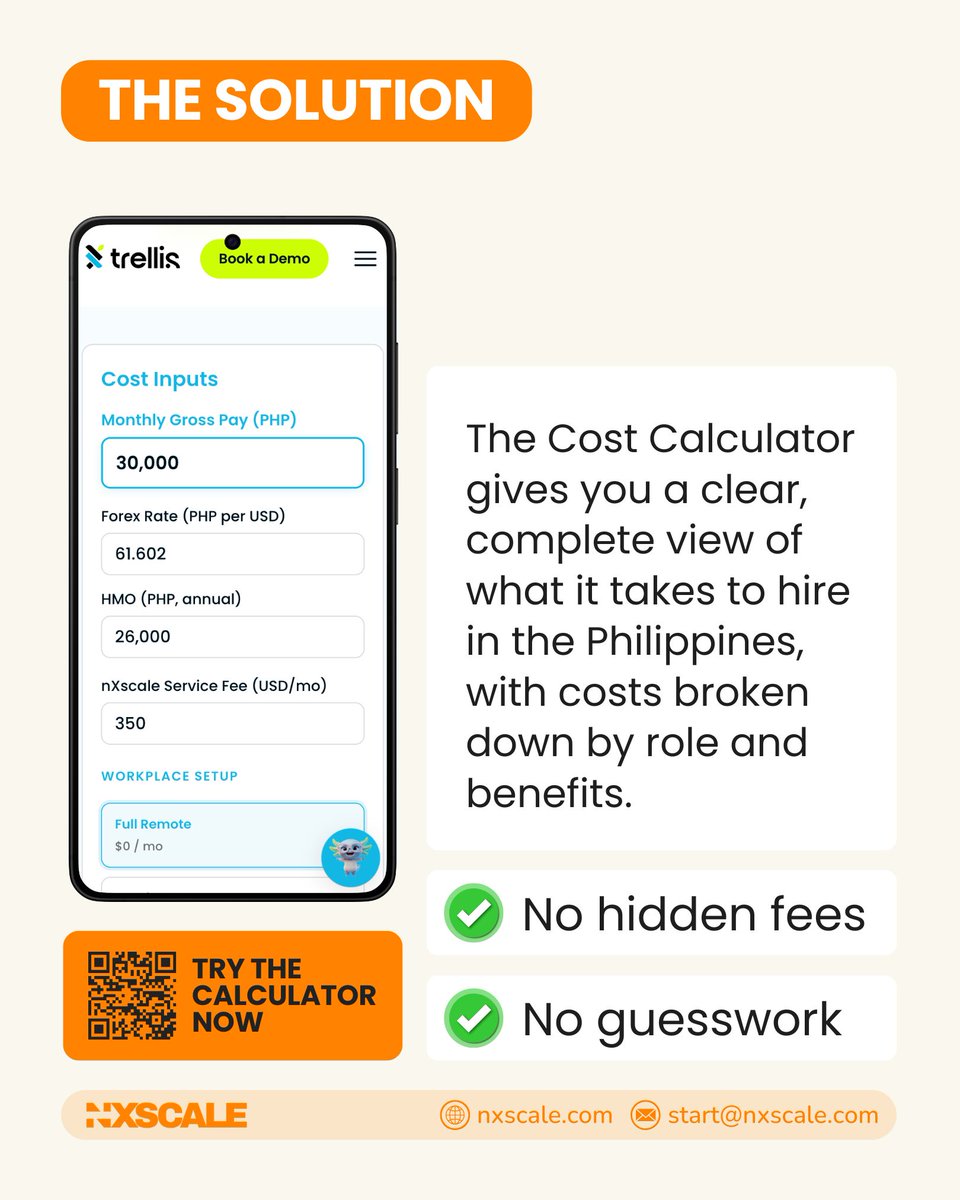 nxscale's tweet photo. Scaling your startup shouldn't mean flying blind on hiring costs. 💸

Want to run your numbers? Comment "SCALE" below and we’ll DM you the link to the calculator!

#nXscale #StartupFounders #OutsourcingPH #HiringStrategy #ScaleSmarter #PhilippinesTalent #RemoteTeams https://t.co/tqh47tq4e0