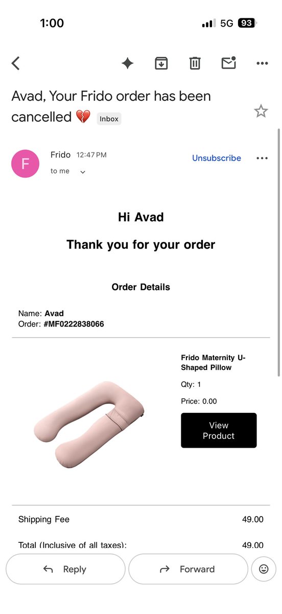 AgRaWalAvAd's tweet photo. @frido_official I placed a order and yet did not place a cancellation request and my order got cancelled with any reason just because your website showed zero rupees when i placed the order? Pleased investigate. #frido #customerfacing https://t.co/oQNps46jPY