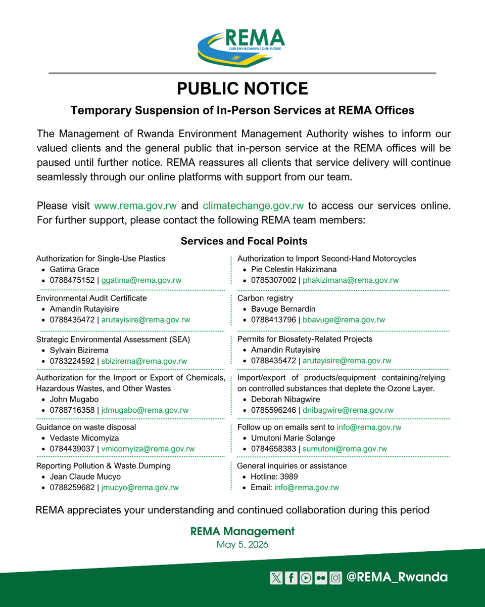 Rwanda Environment Management Authority tweet media