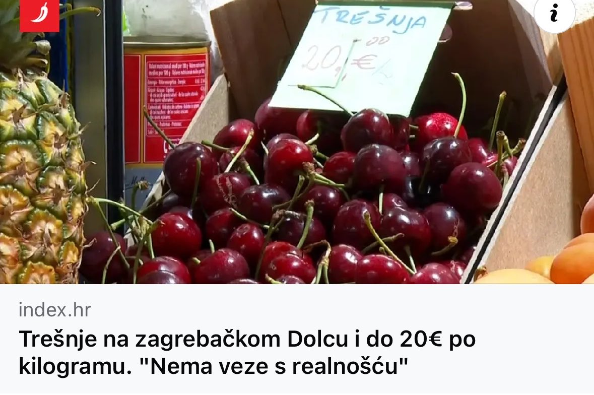 Nista lakse. Kome se ne svidja cijena moze u svom stanu zasadit tresnju i cekat 5 godina da stablo rodi. Nastavite me pratiti za jos financijskih savjeta.
