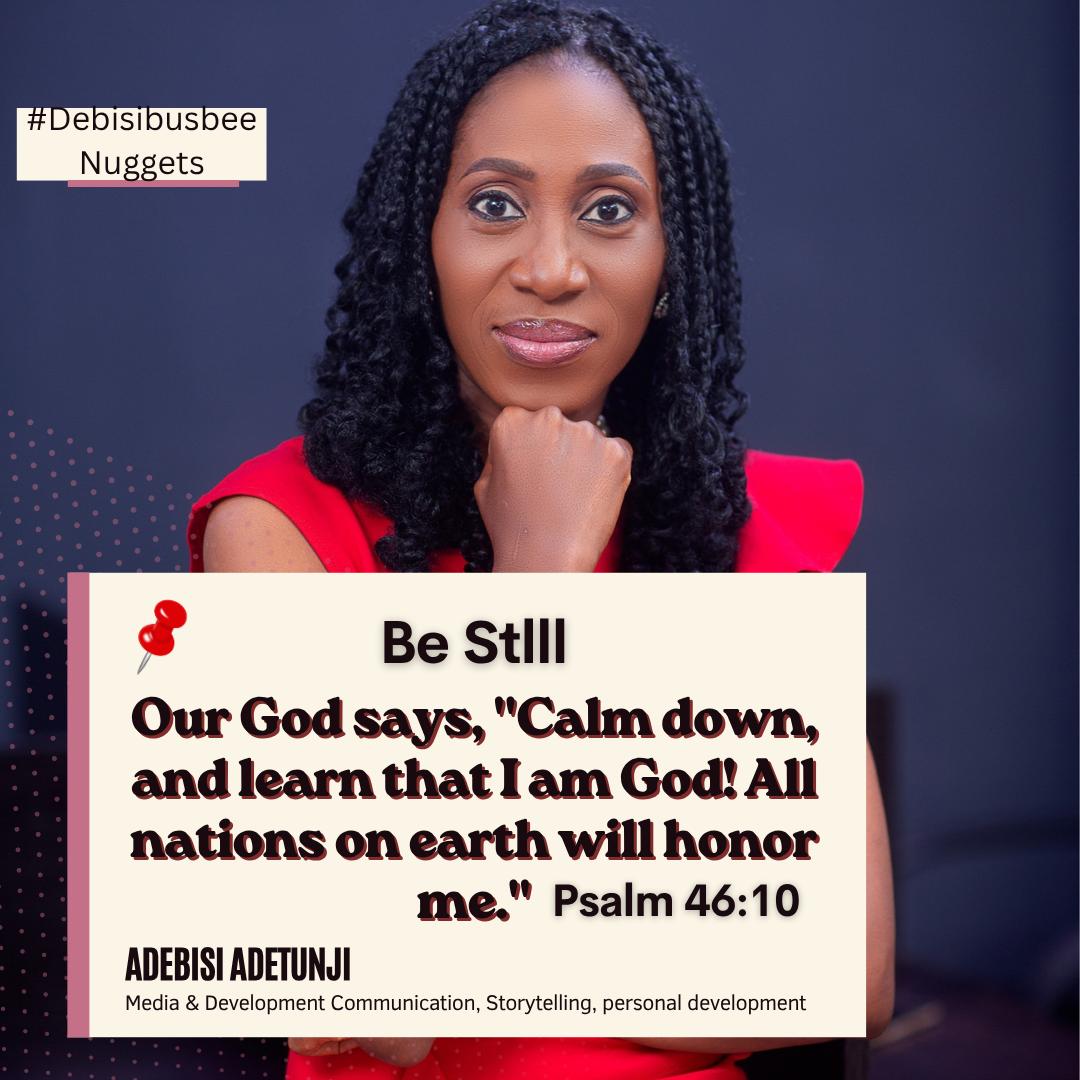 DebisiBusybee's tweet image. #MorningTea

Love this contemporary version of this scripture...

Our God says, "Calm down, and learn that I am God! All nations on earth will honor me."
Psalm 46:10

Peace be still 

Cheers 
I'm rooting for you 
Adebisi Adetunji ©️ 

#GodLovesYou
#JesusSaves
#Debisibusybee