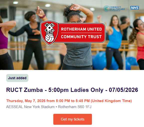 Stag_RosePPG's tweet image. #booknow‼️Zumba Session, #FREE tickets Thur 7th May 5pm

@RUFC_CT #zumba #ladiesonly #RUFC

Book here: eventbrite.co.uk/e/ruct-zumba-5…