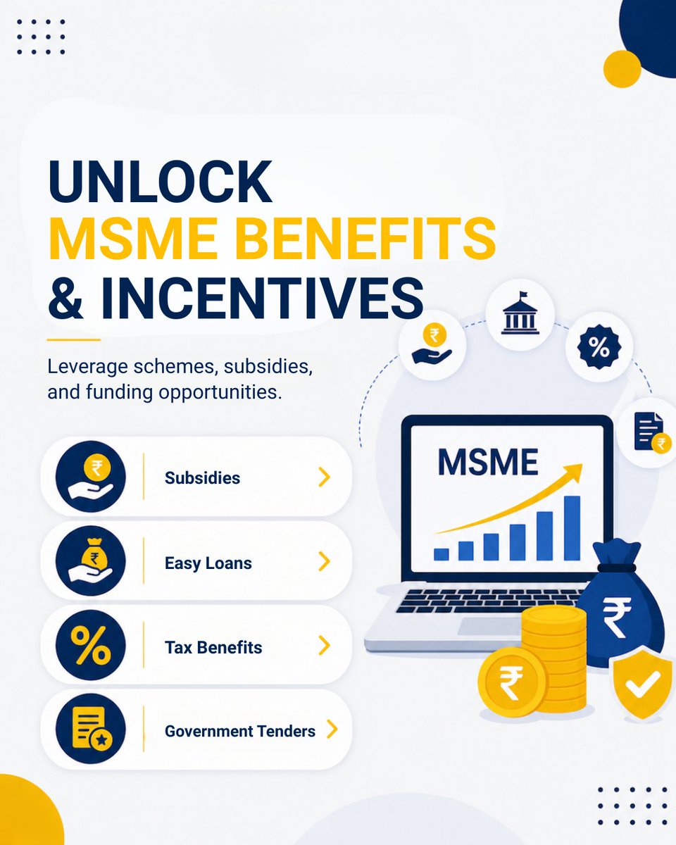 AssochamupUk's tweet photo. MSME registration helps your business become legally recognized and growth-ready in Uttar Pradesh.

Choose the right structure, complete key registrations, and unlock benefits like subsidies, loans, and tenders.

#MSMERegistration #UdyamRegistration #ASSOCHAM #UPBusiness https://t.co/vIMUwKyNtT