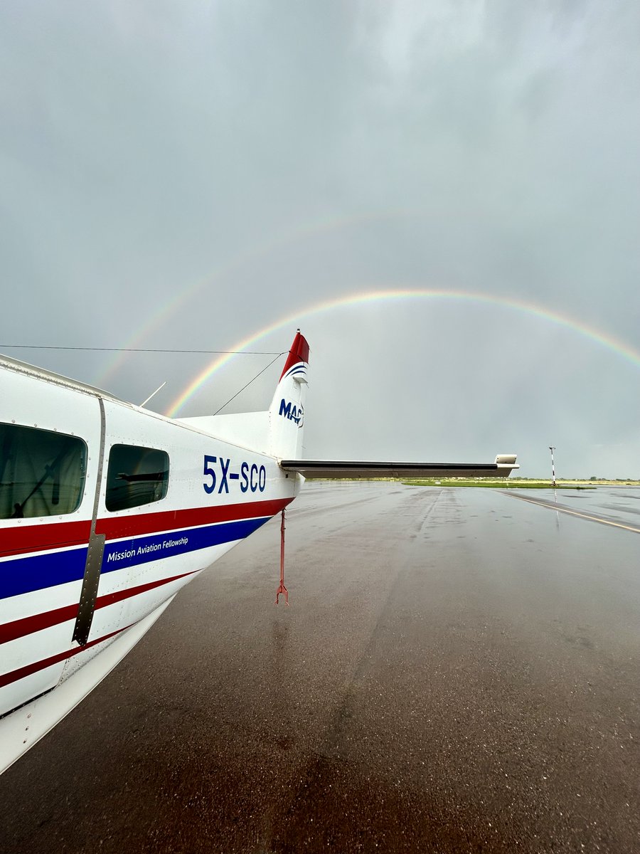 mafuganda's tweet photo. It was a spectacular site 🌈 when a twin rainbow lay over the skies at Entebbe International Airport yesterday morning. Our pilot Niels Blok took these beautiful photos shortly before he flew his passengers to Arua airfield📸. 
#flying4life #RainbowOverEntebbe #iflyMAF https://t.co/qaVsNghGRb