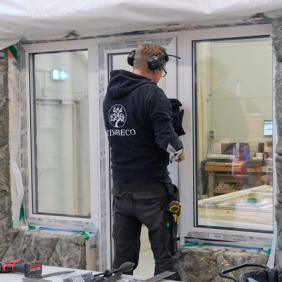TimbecoW's tweet photo. In the Akadeemia tee reconstruction project, quality is not defined only by what is visible on the façade – but also by what remains inside the structure.
In the elements produced at Timbeco factory, we implemented well-considered @Riwega window sealing and airtightness solutions:
• Riwega Micro 100 Vario – a hygroscopic vapour barrier that adapts moisture permeability based on environmental conditions
• Riwega Tape Green – a high-adhesion internal tape ensuring airtight connections
• Riwega FDB Vario – a window tape providing water-, wind- and airtight sealing for both interior and exterior applications
These solutions are not just details – they regulate the building’s moisture performance, improve #airtightness, and help ensure long-term durability.
#Timbeco #prefab #timberconstruction #energyefficiency #construction #renovation #reconstruction #sustainablebuilding