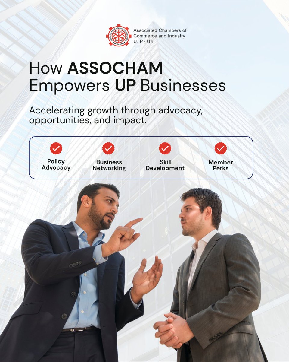 AssochamupUk's tweet photo. ASSOCHAM empowers UP businesses through policy advocacy, networking, skill development, and member-focused opportunities.Building a stronger business ecosystem for growth and impact.
#ASSOCHAM #ASSOCHAMUPUK #UPBusiness #BusinessGrowth #PolicyAdvocacy #BusinessNetworking https://t.co/MMM67YeK7c