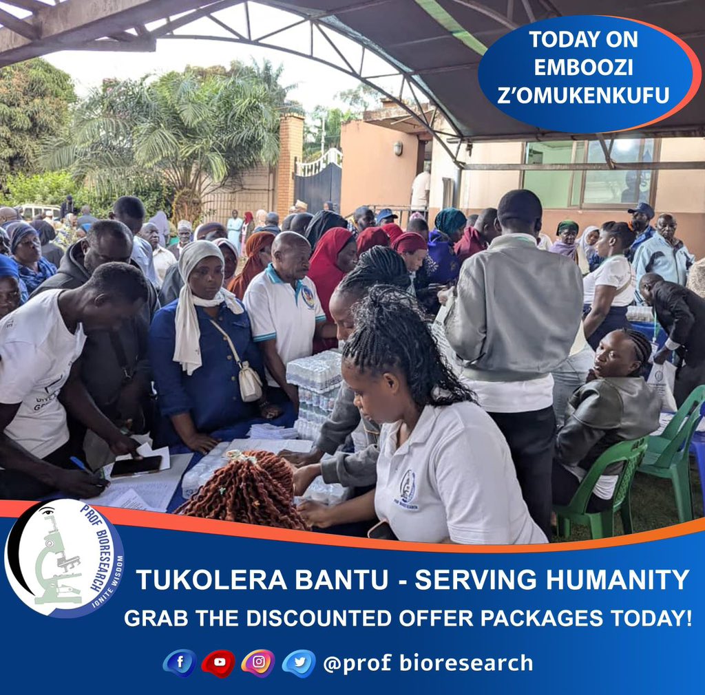 profbioresearch's tweet photo. TUKOLERA BANTU- SERVING HUMANITY 

GRAB THE DISCOUNTED OFFER PACKAGES TODAY!

📻 LIVE ON AKABOOZI FM
🗓 Every Tuesday
⏰ 10:30 AM
📡 Live Stream: https://t.co/DHDN9c0qPy

🌹 Don’t miss Emboozi z’Omukenkufu!

🔍 Key Topics of Discussion https://t.co/Vq5x2IlxpK