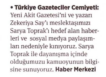 Zekeriya_Say's tweet photo. Kendisine "Türkiye Gazeteciler Cemiyeti" dediği halde...
*
16 yıllık basın kartı sahibi bu fakirden bahsederken "Akit yazarı"
*
Birgün'ün tetikçisi Sarya Toprak'tan bahsederken "meslektaşımız" ifadesini kullanıyor.
*
Açıkça taraf tutuyor.
*
Siz "Türkiye'deki Gazetecileri" temsil etmiyorsunuz, Sol'un arka bahçesi konumunda, itibarsız bir oluşumsunuz..
*
Beni hergün kınasanız nolur?
*
Azıcık meslek ahlakınız olsa, beni de arar olayın arka planını merak ederdiniz.. Fakat yandaşlıkten meslek ahlakınız kalmamış.
*
Pabucumun cemiyeti!.. @TGCTr
