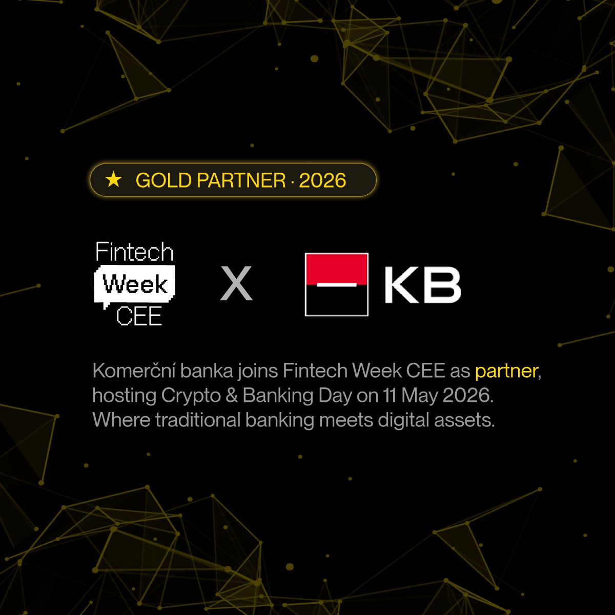 thefintechers's tweet photo. Another 👀 Flagship event of Fintech Week: Crypto & Banking Day

The builders are still hacking.

And then Monday arrives. And the week shifts gear.

Crypto is no longer a side conversation for banks. Some use cases are working. Some are still stuck in pilots, regulation, or bad incentives.

Crypto & Banking Day is a focused half-day that asks the honest questions. Hosted by Komerční banka.

Three topics on the table:
💸 Stablecoins & New Money Rails: cross-border payments, tokenized settlement, and whether stablecoins are becoming real financial infrastructure
🏦 Crypto-Collateralized Lending & DeFi: Bitcoin as collateral, programmable lending, where DeFi can and cannot fit safely into the financial system
📊 Capital Markets & Tokenization: tokenized bonds, funds, private assets, faster settlement, and the real barriers to institutional adoption

Built for TradFi leaders, bank innovation and payments teams, crypto founders and operators, fintech builders, and investors working at the intersection.

11 May.

Access is by invitation and Bundle ticket holders only.
Comment for interest 👇 

The day doesn't end there. Monday evening closes with a rooftop dinner. Prague skyline, good people, no schedule