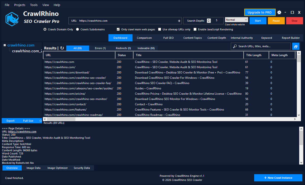 ComputerSlug's tweet photo. CrawlRhino SEO Crawler Software has just had another update.

Version 1.1.28.0 is mainly about making the workflow quicker and easier when checking crawl results.

#SEOSpider #SEOCrawler #WebsiteCrawlerSEO #TechnicalSEO #SEOAudit #SEOCrawlerTool #SEOCrawlerSoftware #CrawlRhino https://t.co/kU38QlaAED