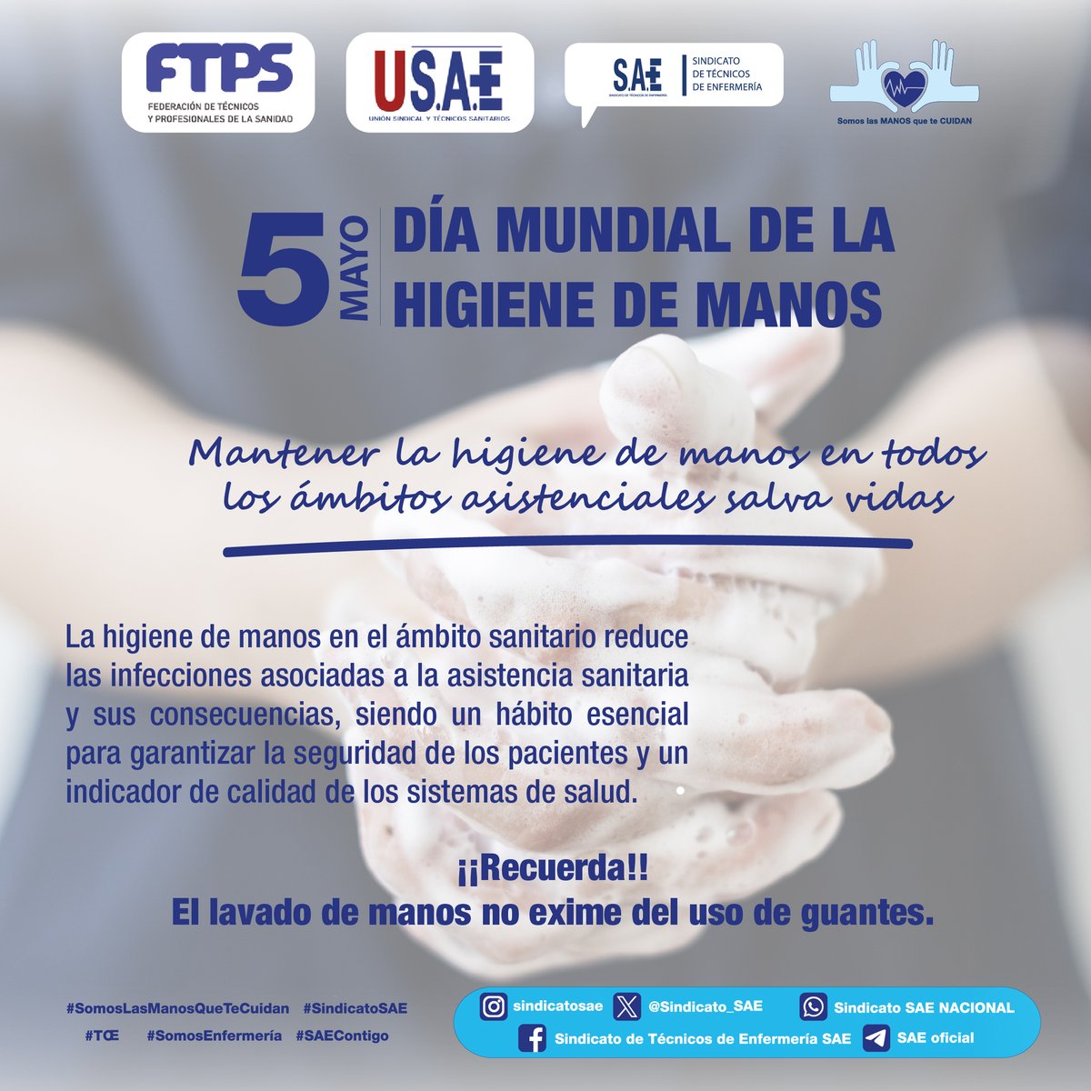 🧼 Mantener la higiene de manos en todos los ámbitos asistenciales salva vidas

Son muchas las acciones que realizamos a diario de forma automática, sin prestar atención al lavado de manos.