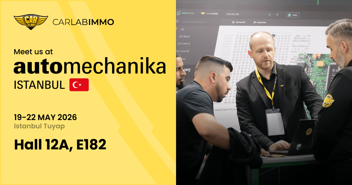 CarLabImmo's tweet photo. CarLabImmo at Automechanika Istanbul 2026! 🇹🇷

We’re excited to be at Automechanika Istanbul — 19-22 May 2026! Visit us at Hall 12A, Stand E182 and test Immo Bypass in person.

See you in Istanbul! 👋 https://t.co/3yPmCejRZj