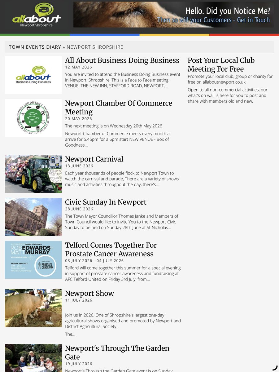 allaboutnewport's tweet image. Save the dates….

What’s On around Newport, Shropshire and Staffordshire.

More details 👉allaboutnewport.co.uk/newport-shrops…

Or visit bio link and what’s On
#allaboutnewport #Events #whatsonshropshire #whatsonstaffordshire #whatson #business  #Networking #carnival #foodfrenzy
