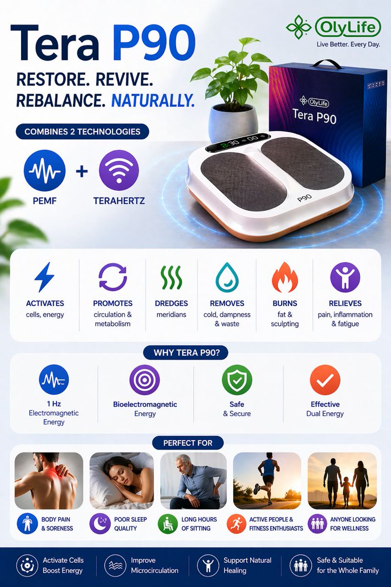 NFreshsolutions's tweet image. Fatigue is often linked to poor circulation.
When blood flow is weak, your body doesn’t get what it needs.
That’s why some people focus on improving circulation including support from tools like the OlyLife TERA P-90. 
#wellness #olylife #Terap90