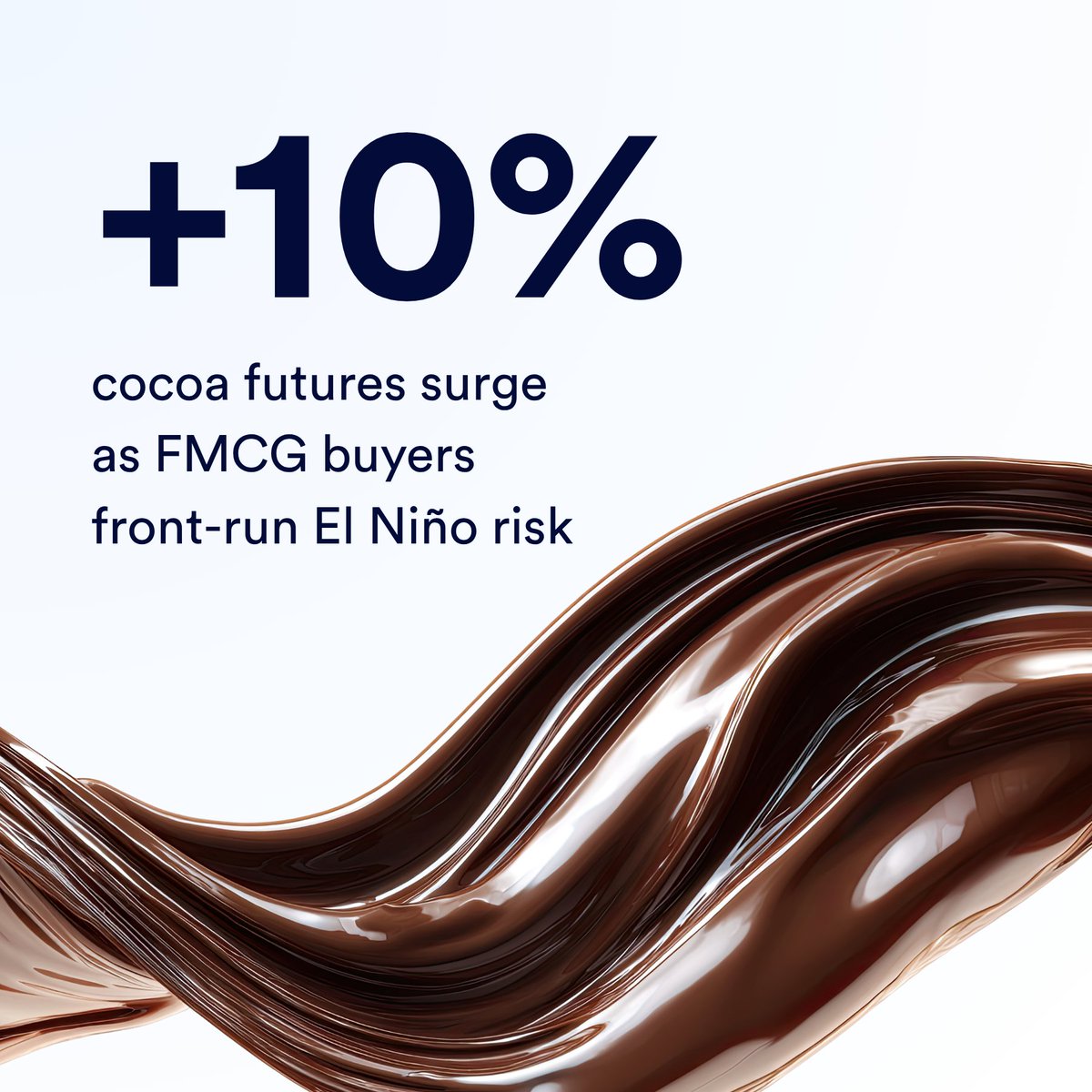 Vespertool's tweet photo. Cocoa futures are up ~10% in recent weeks, despite limited fundamental change. FMCG buyers are stepping back in, prioritising supply security as El Niño probabilities move above 60% for mid-2026. At the same time, Managed Money remains heavily net short. https://t.co/hqFBwTniA8