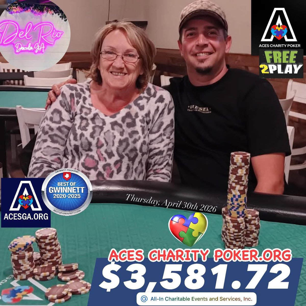 Acesofga's tweet image. Congratulations Jusuf for winning the ACEScharitypoker.org tournament on Thus., April 30th.  ACESGA.ORG is a 501(c)3 nonprofit dedicated to providing meaningful opportunities for autistic adults to maximize their potential! #AutismAwareness