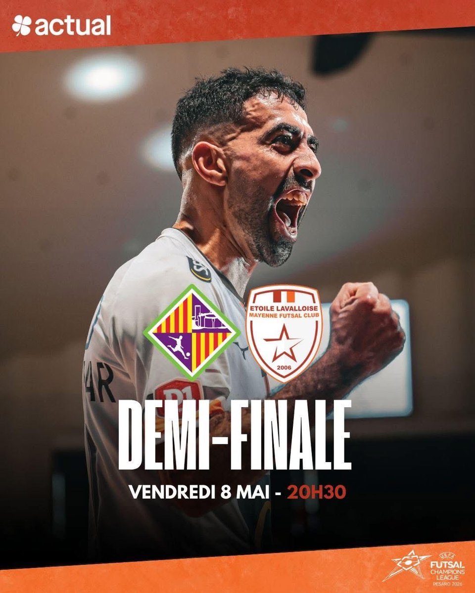 ELFC_officiel's tweet photo. 𝗗𝗘𝗠𝗜-𝗙𝗜𝗡𝗔𝗟𝗘 🔜

Pour une place en finale d’UEFA Champions League, nous allons affronter le champion en titre 🔥

🆚 Palma Futsal
📅 Vendredi 8 mai | 20h30
🏟️ Pesaro Futsal Arena

Présenté par @Actualgroupe , partenaire officiel du Final Four ✨

#UCLFutsal https://t.co/fmpAtfXcrS