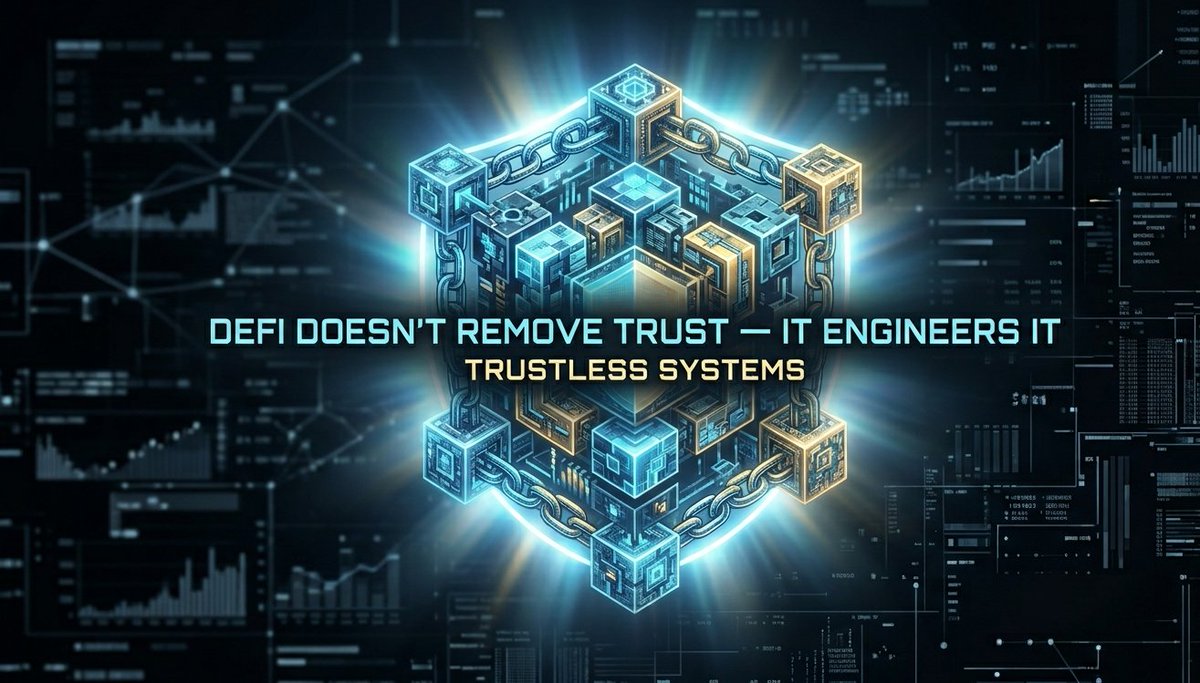 Ankacon65's tweet photo. The founding myth of DeFi is simple: “Don’t trust people. Trust code.” We were promised trustless systems where code is law. But as the system evolved, one thing became clear: Trust didn't disappear—it just moved. 

 #DeFi #EngineeredTrust https://t.co/2xOjpDFIhb