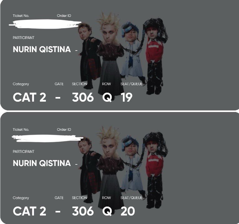 adieylinaa's tweet photo. btw ni row and seat number, side by side yeaaa🤏🏻 tickets under my ts's name, original price with taxes and website fees (RM1112.24 for both) ^^

#5SOSinKL https://t.co/EFTHgOgzQk