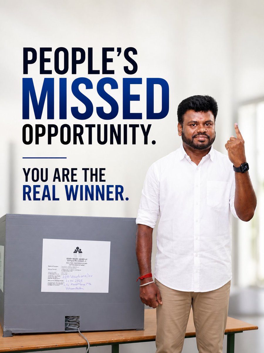 Kottravaikaru's tweet photo. I don’t vote for parties. I vote for the candidate.

4 elections. 3 choices.

This TN election felt like a shift:
No caste. No dynasties. No cash.
Still, we lost.

A strong, credible candidate lost.

Not @AnanthAyyasamy's loss.
A missed chance for the people.

Change has begun. https://t.co/kjxALtPEY7