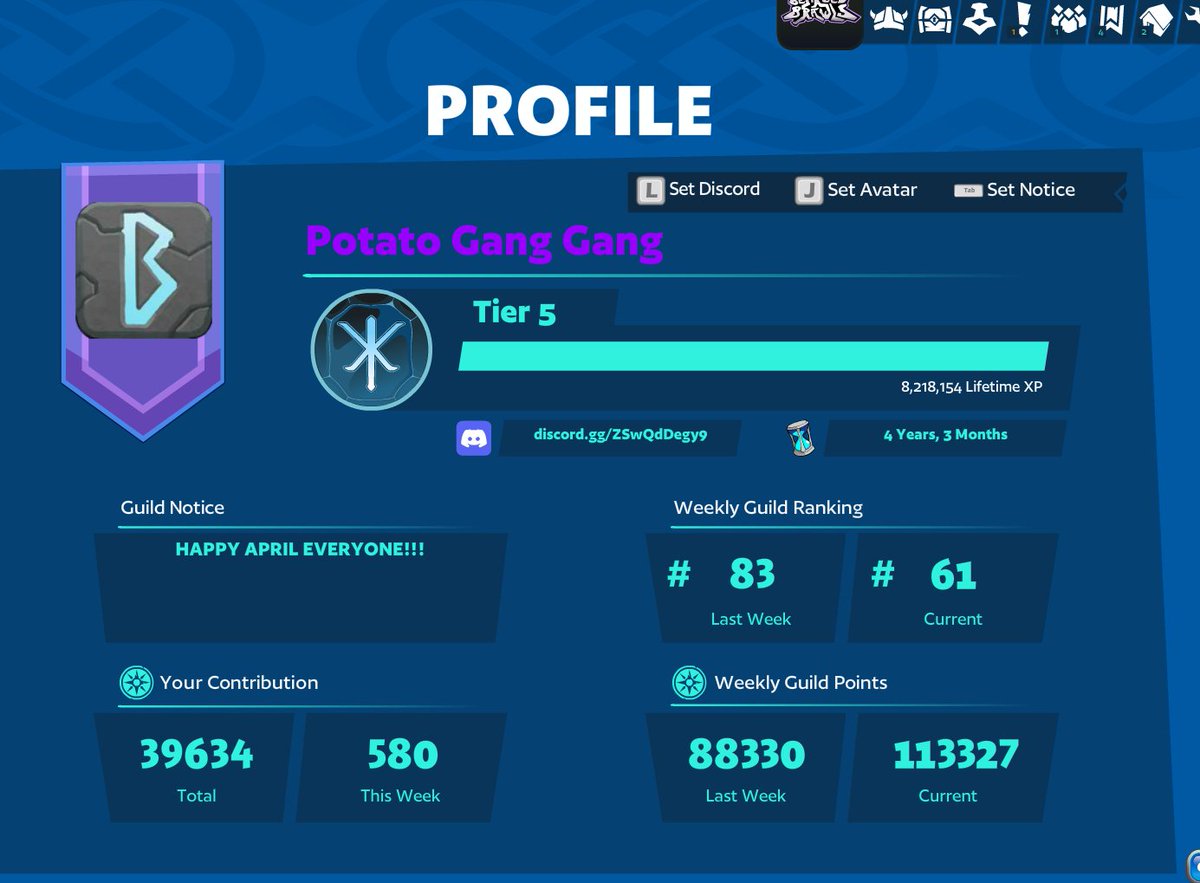 MCCause's tweet photo. TIER 5 PGG!! better late than never! but thanks to this amazing guild and the people in it we were able to keep grinding!! PGG on top!! https://t.co/iGlTzSd12M
