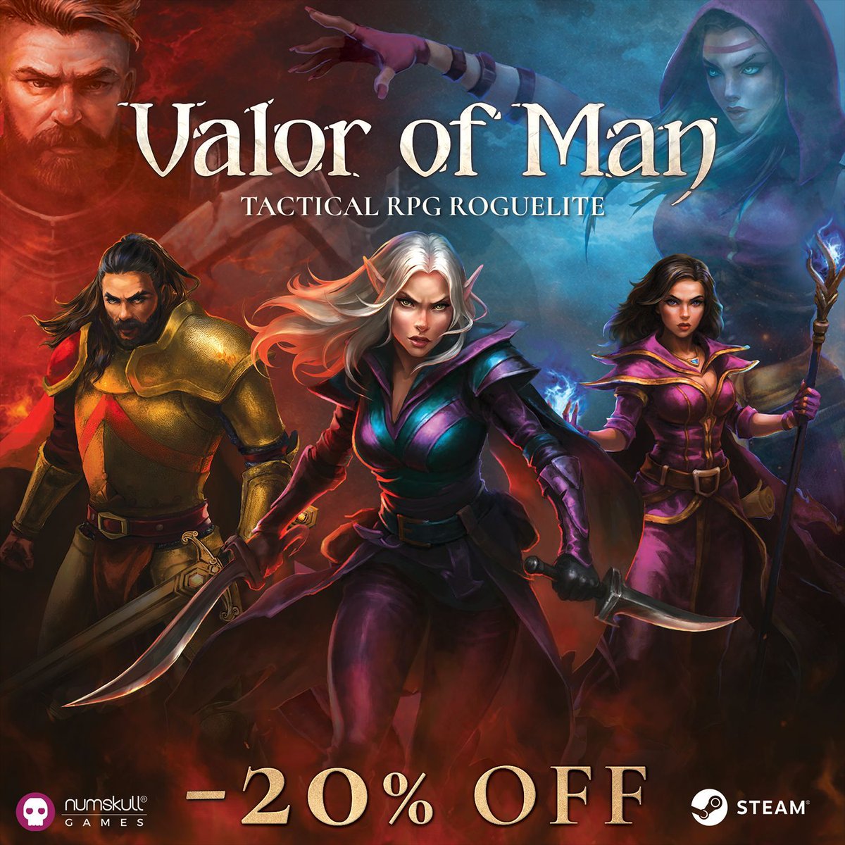 NumskullGames's tweet photo. We’ve SLASHED the price of Valor of Man ⚔️
Get 20% off this tactical roguelite RPG - but be quick, it won’t last forever.
Grab it here 👉 https://t.co/Xzg7CNf9li https://t.co/WdfCtly5Kq