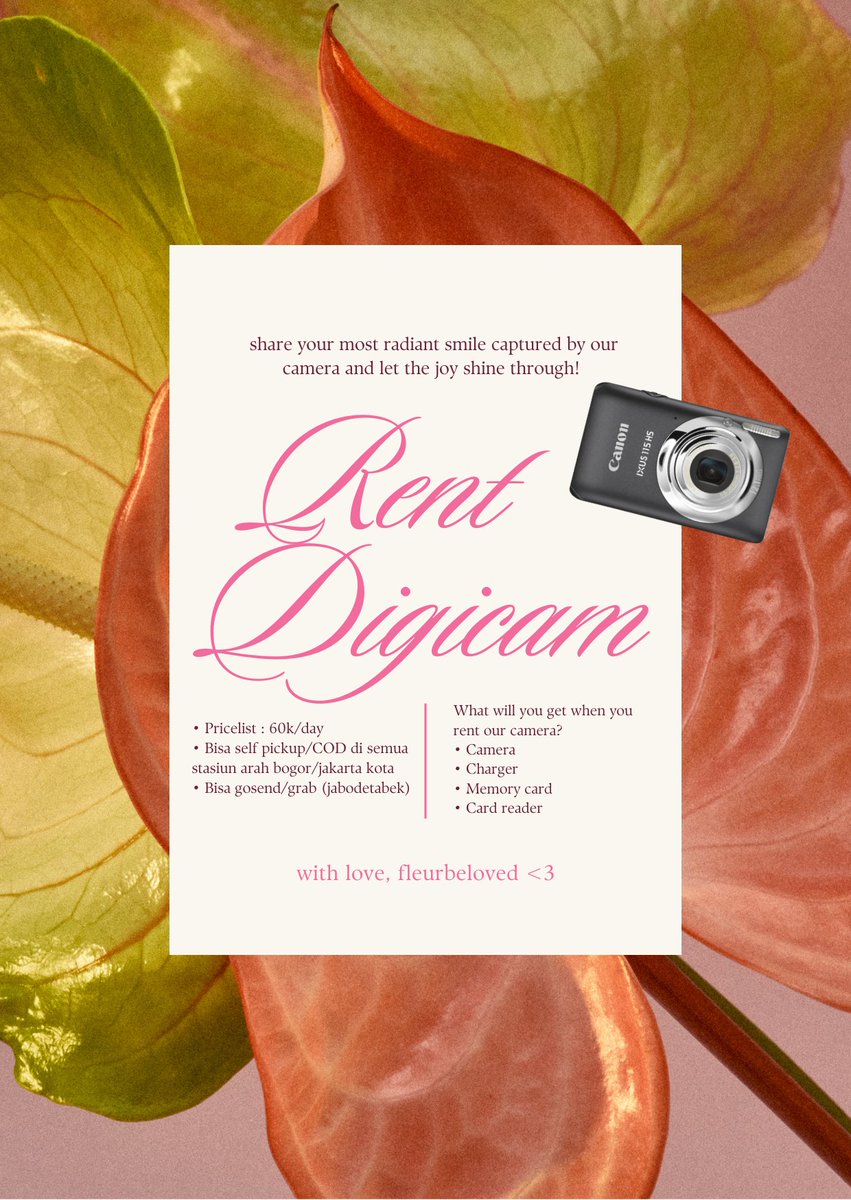 fleurbeloved's tweet photo. WTR WANT TO RENT DIGICAM CANON IXUS 115 HS

📍dom depok (bisa COD stasiun yah klo bisa stasiun2 arah bogor/jakarta kota)
💵 60k aja perhari ^^
✅ sewa include card reader + battery + casan namun bisa dibantu buat transfer ke hpnya ya

🏷 sewa rent digicam jakarta jabodetabek https://t.co/0TopEH1AkH
